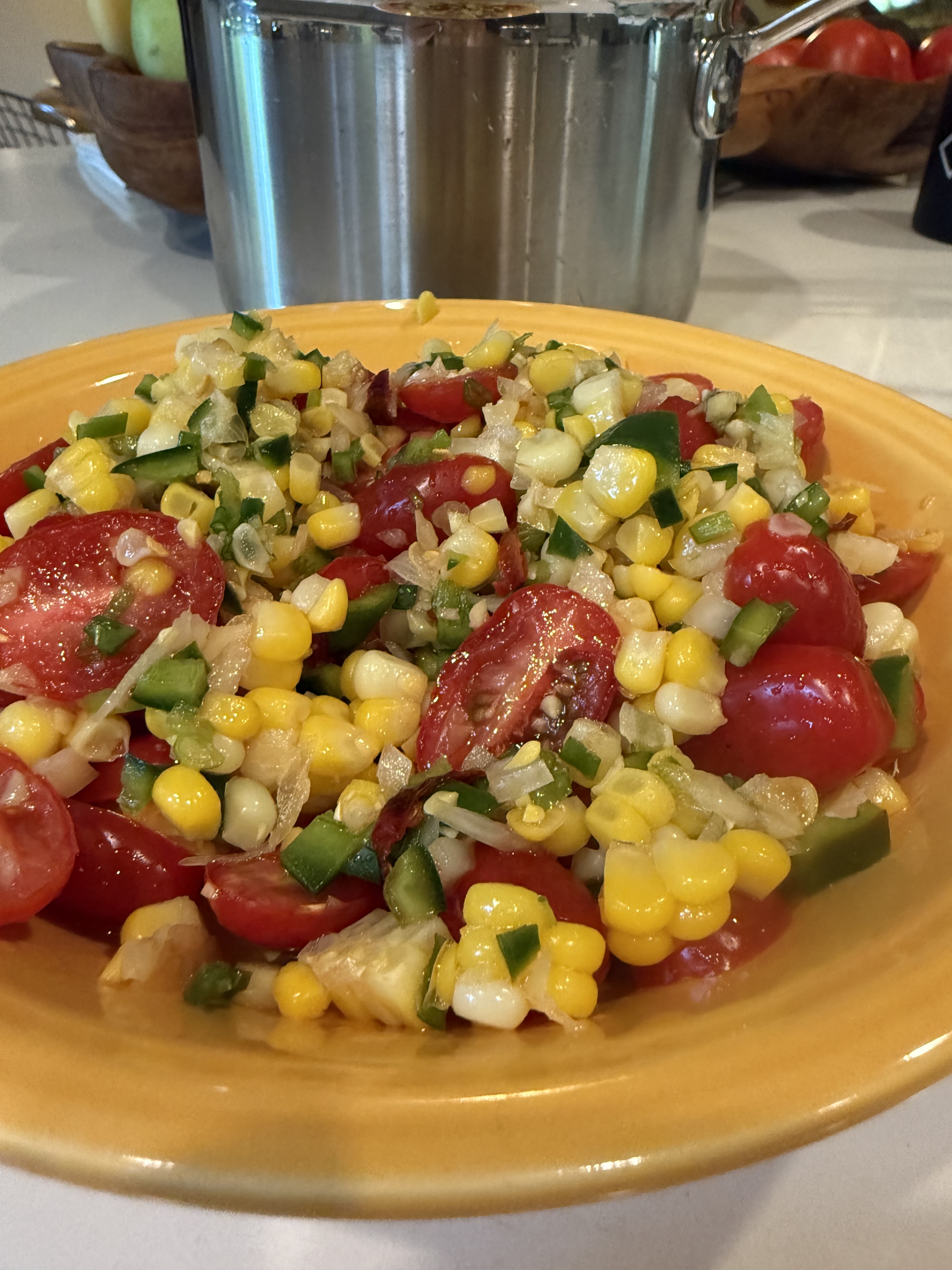 Fresh Corn and Tomato Salad with Ginger Chili Dressing